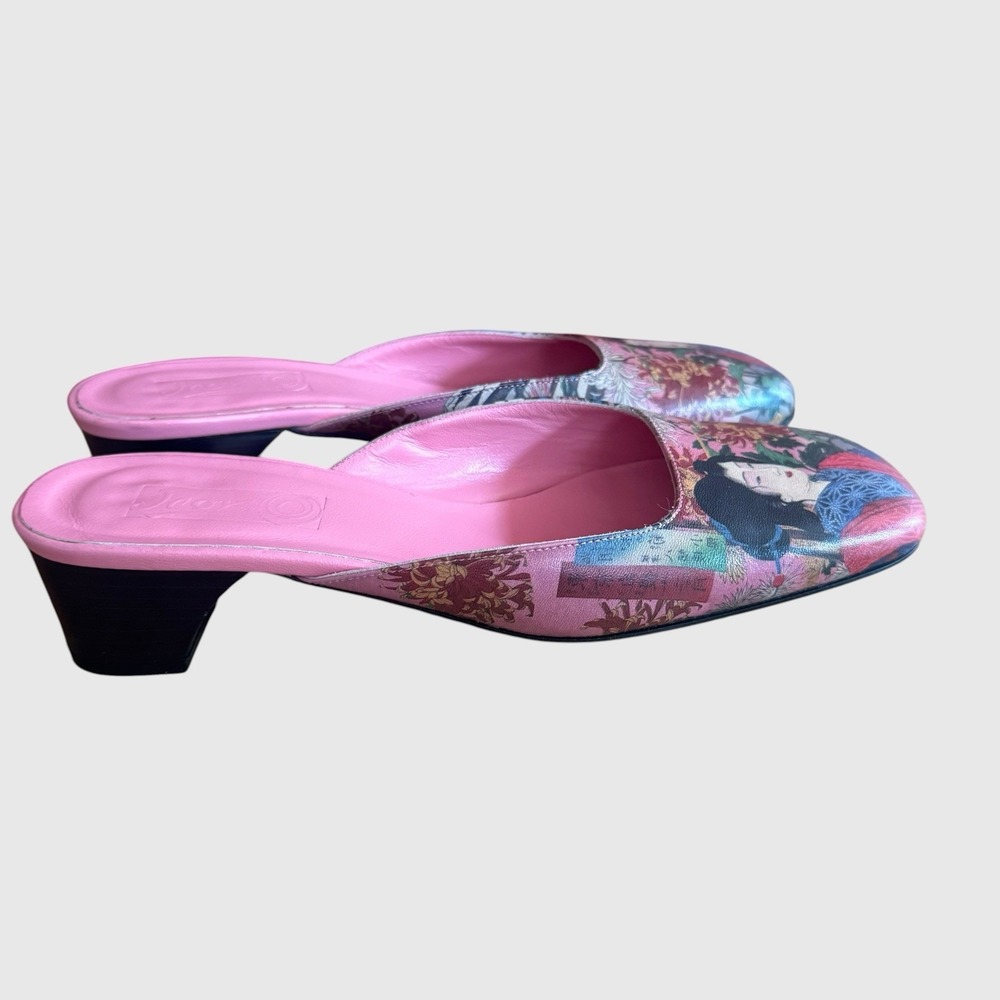 JEON Icon Shoes Women 7.5 Traditional Japanese Wearable Art Geisha Heels Pink - Picture 2 of 7